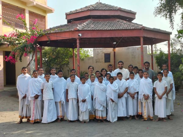 The Gurukul family at the pavilion